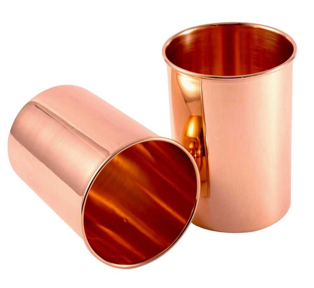 Copper Drinking Cups Set of 2, 350ml Unlined Uncoated Q641