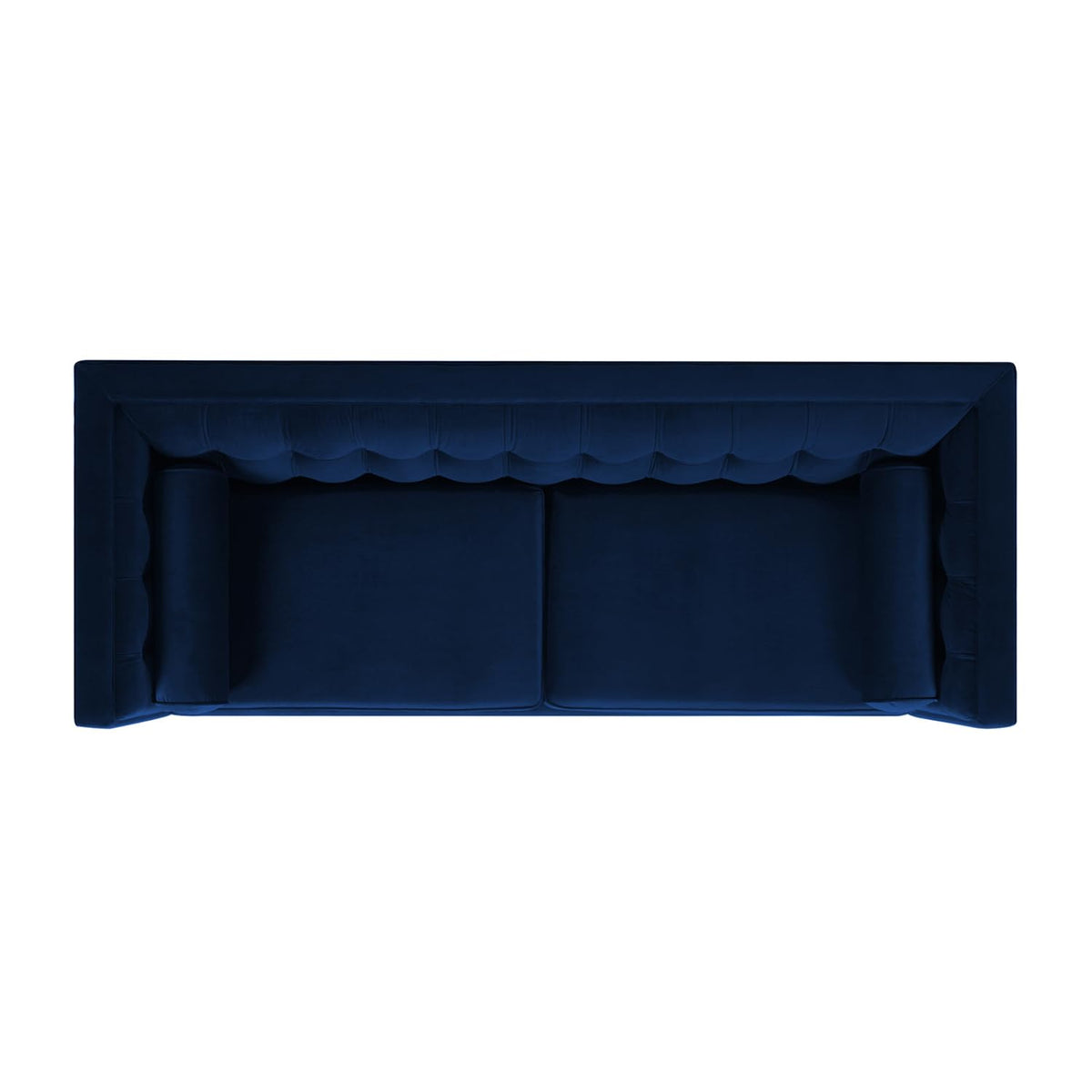 84" Tufted Navy Blue Velvet Sofa with Two Reversible Cushions F729