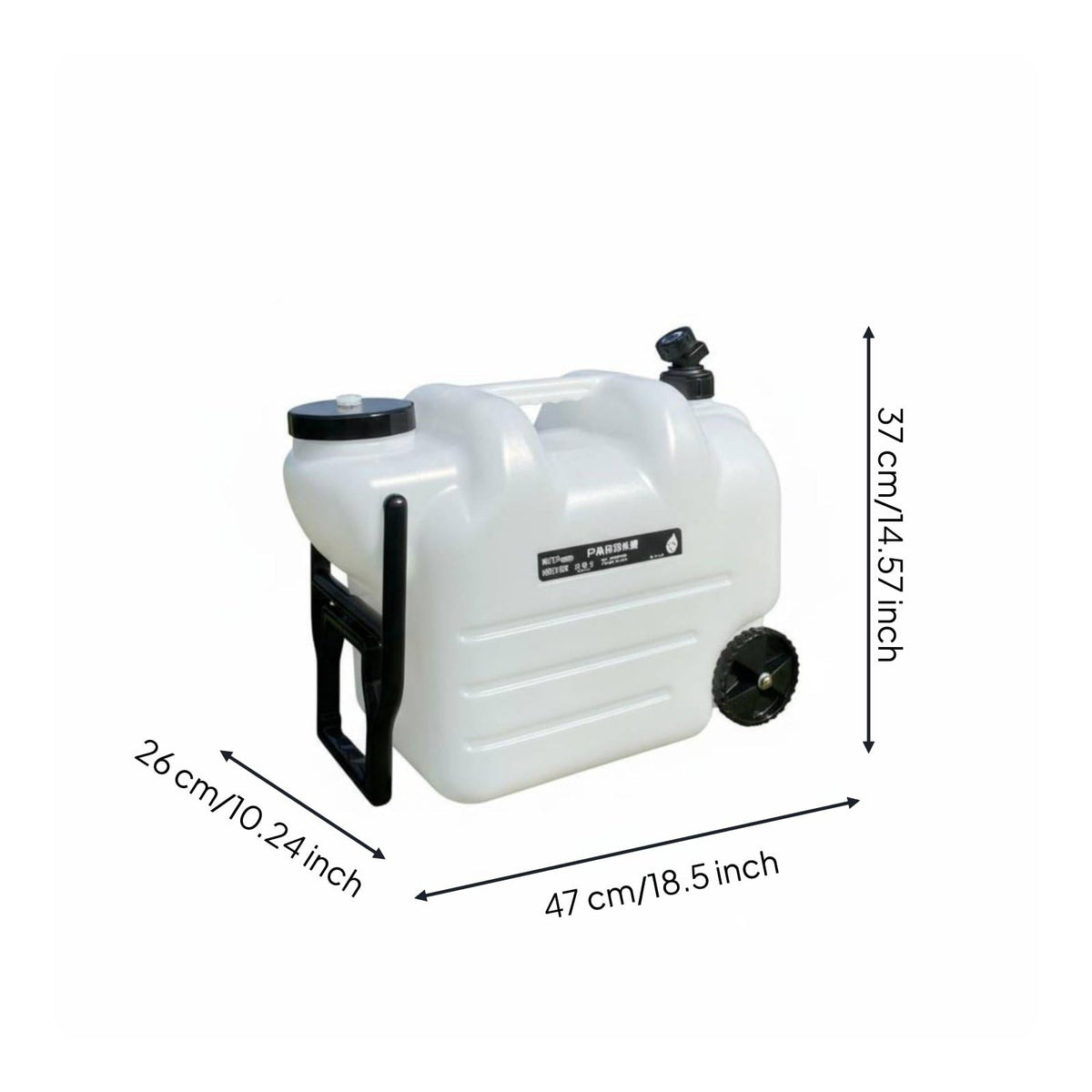Black Portable Water Container with Faucet and Wheels M442