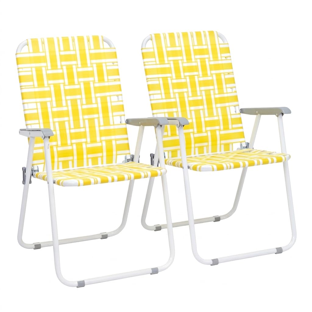Heavy Duty Webbed Lawn Chair Set of 2 with Aluminum Frame Y413