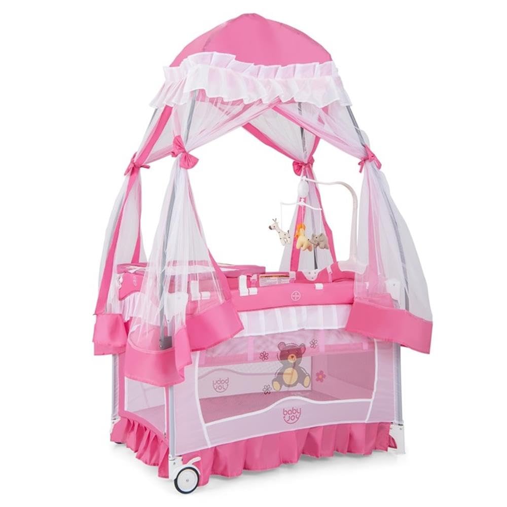 Portable Baby Crib 4-in-1 Pink A800