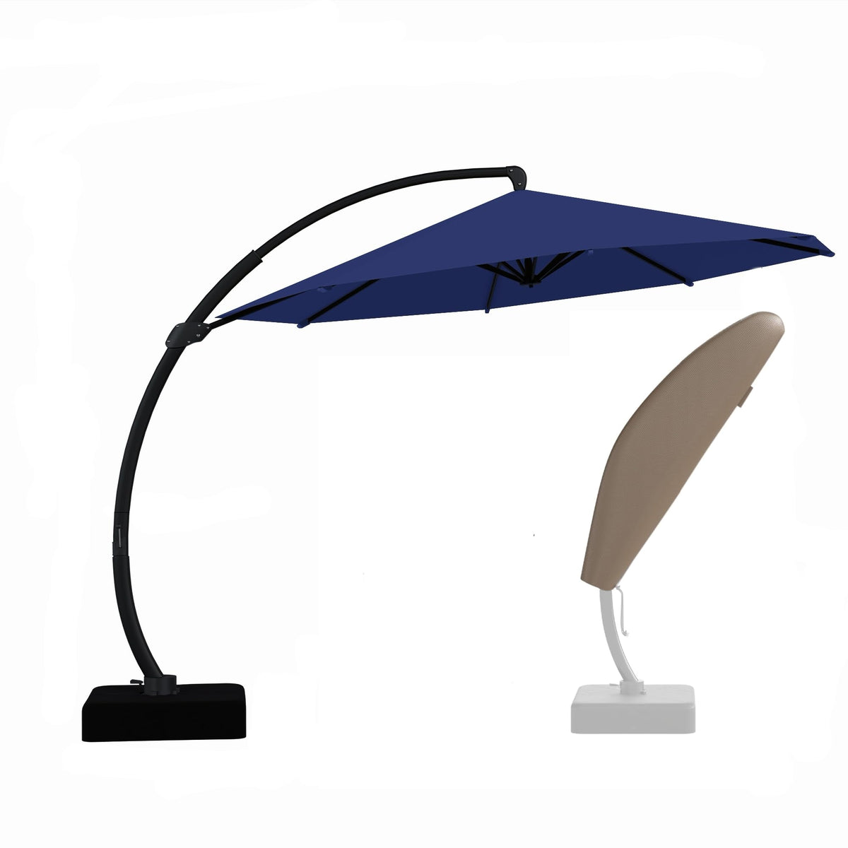 12ft Cantilever Patio Umbrella with Base and Cover W738475