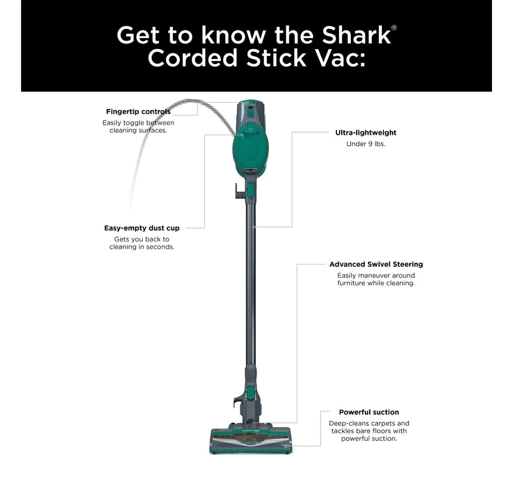 Ultra-Light Corded Vacuum for Carpets & Hard Floors, Green V291417