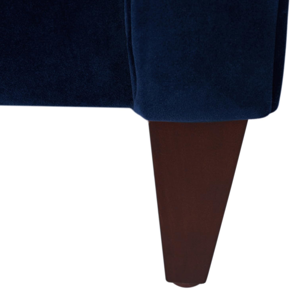84" Tufted Navy Blue Velvet Sofa with Two Reversible Cushions F729