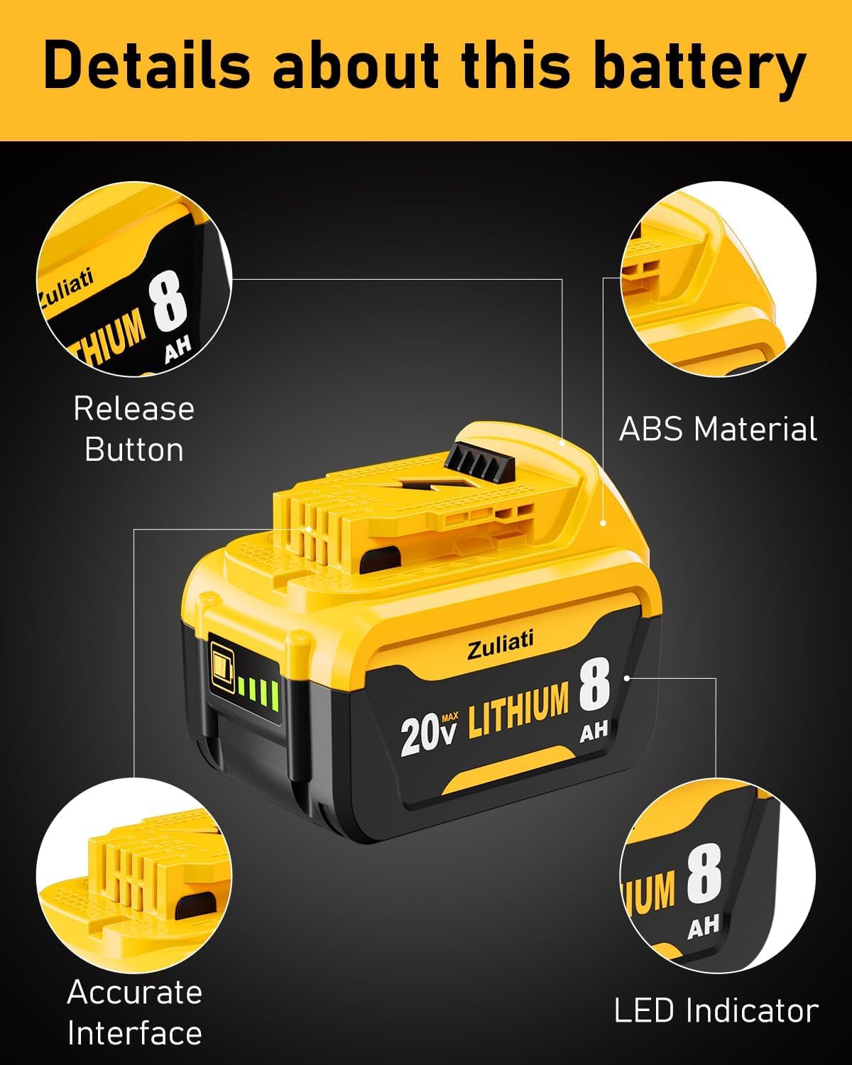8.0Ah Replacement Battery 2PC Q1862