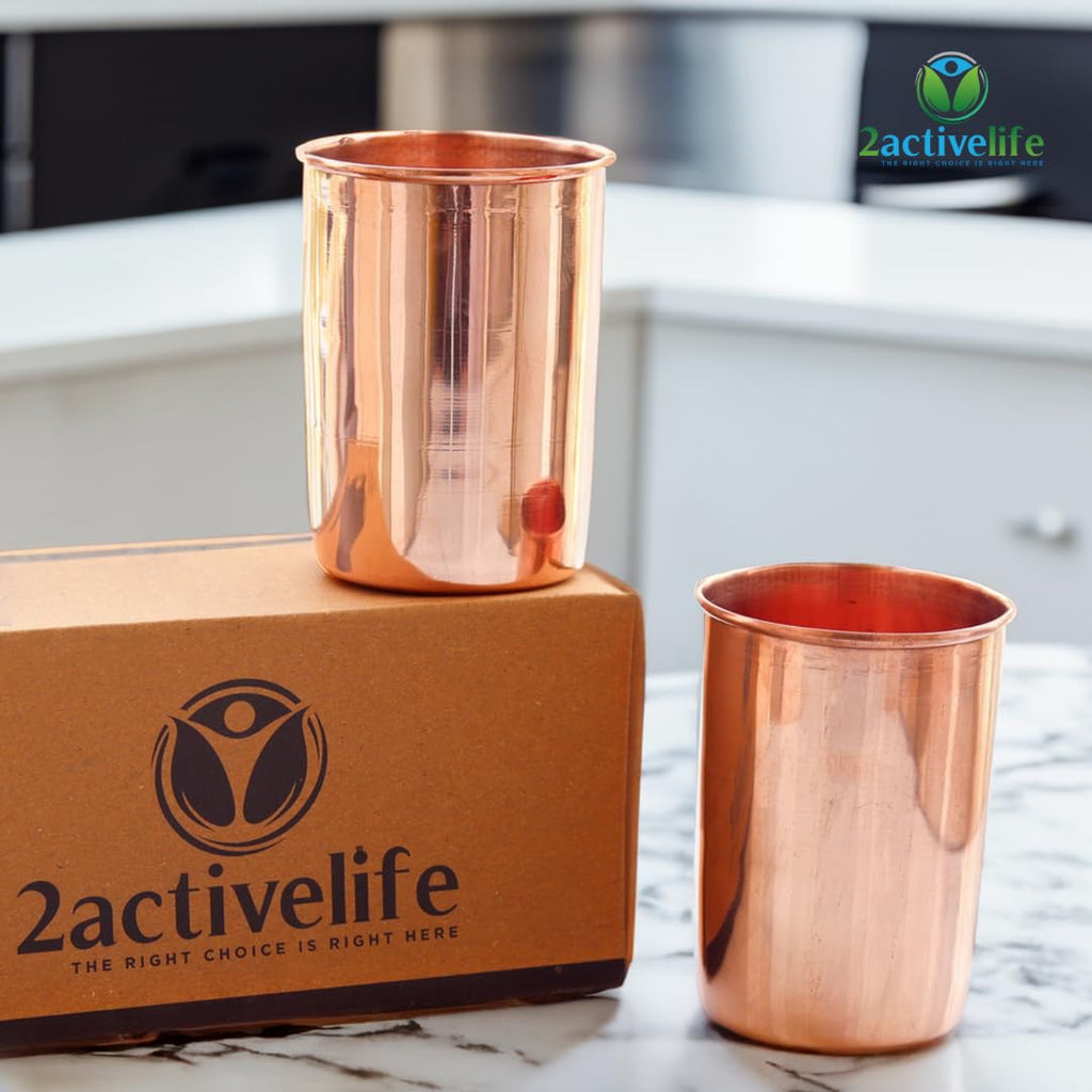 Copper Drinking Cups Set of 2, 350ml Unlined Uncoated Q641