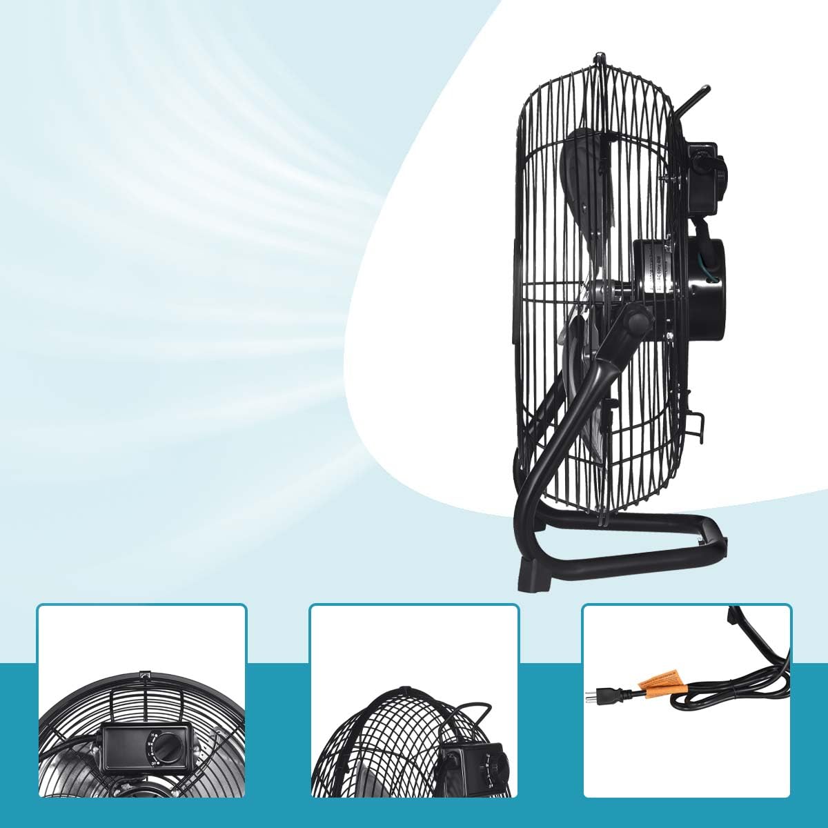 20 in. 3 Speed Metal Floor Fan with Tilting Head W80043