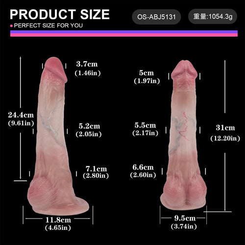12 Inch Curved Dual Density Liquid Silicone Dildo with Suction Cup S76483