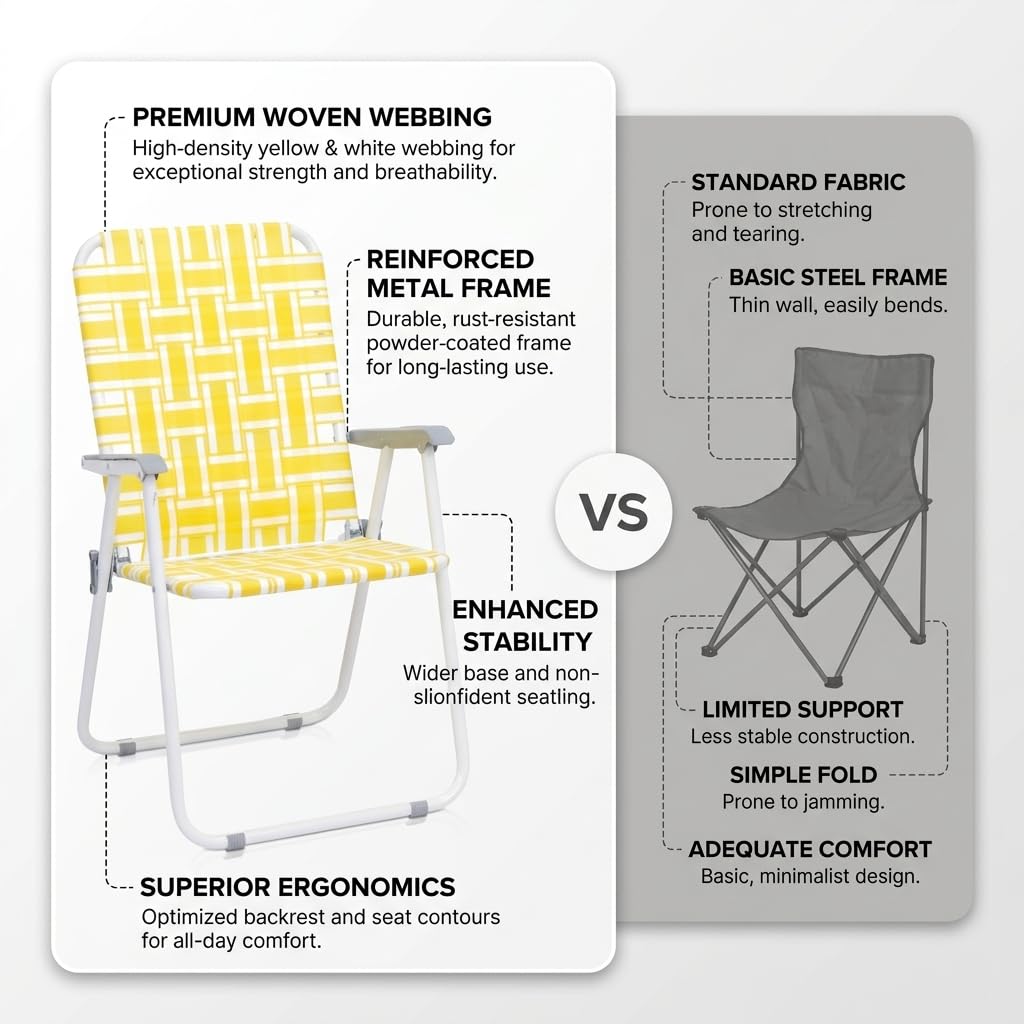 Heavy Duty Webbed Lawn Chair Set of 2 with Aluminum Frame Y413