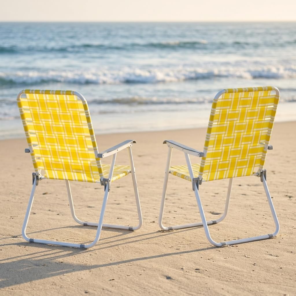 Heavy Duty Webbed Lawn Chair Set of 2 with Aluminum Frame Y413