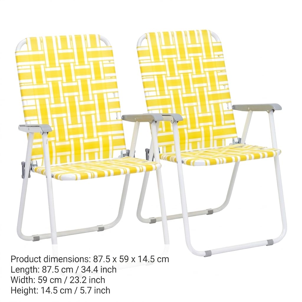 Heavy Duty Webbed Lawn Chair Set of 2 with Aluminum Frame Y413