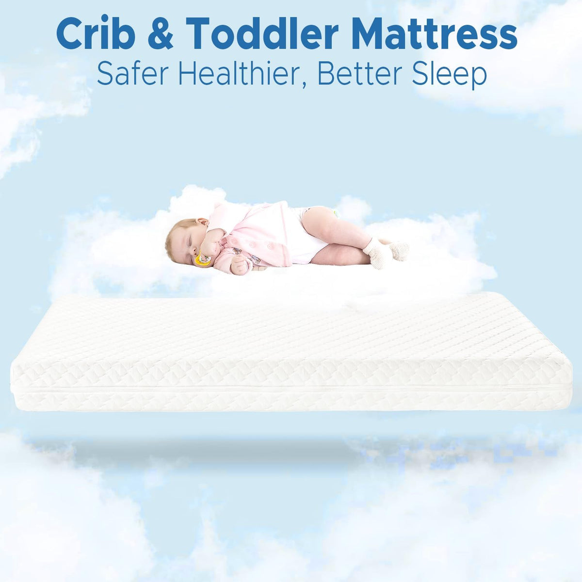 Crib Mattress, Dual Sided Memory Foam Toddler Bed Mattress T25839