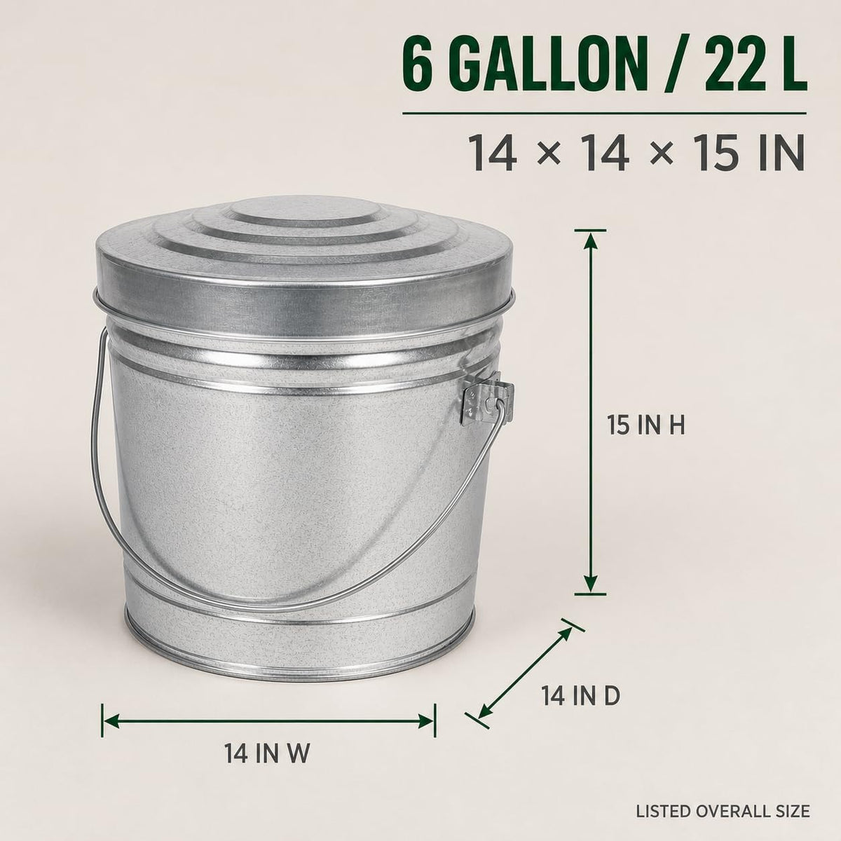 6 Gal Galvanized Steel Can with Locking Lid Y95145