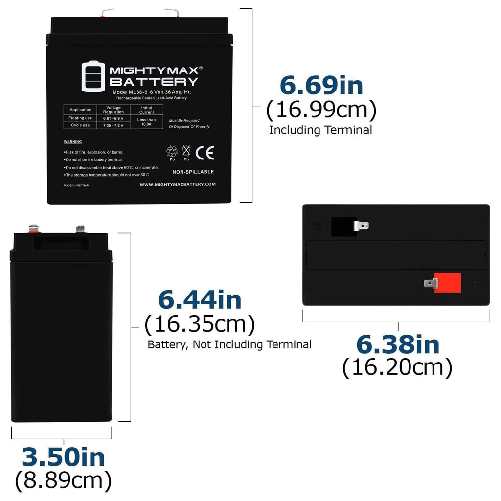 6 Volt 36 AH Rechargeable SLA AGM Battery 4 Pack G168679