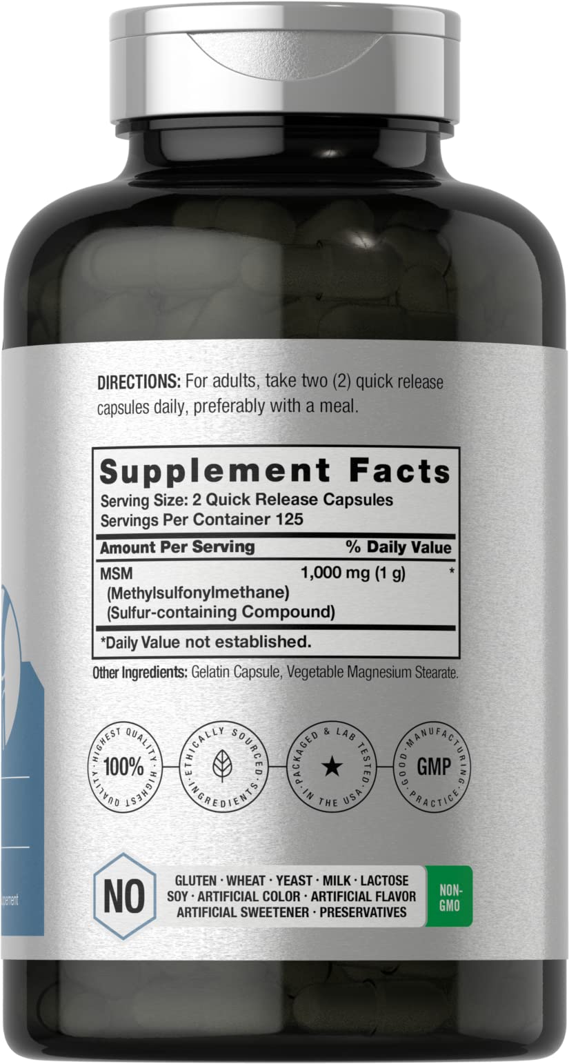 MSM Supplement Capsules 1000mg 250 Count M8878