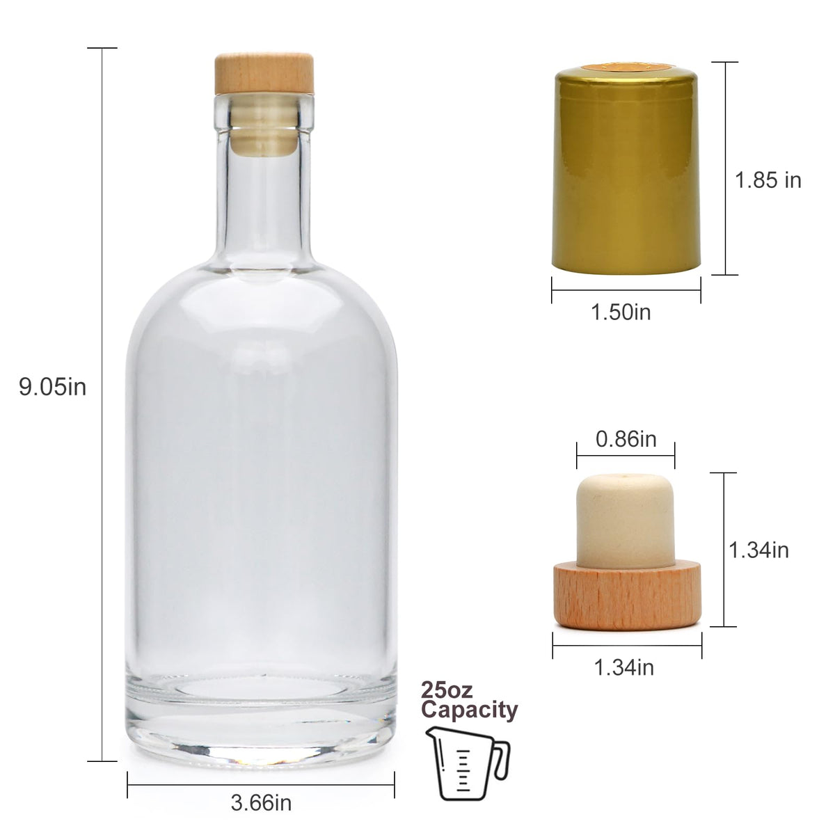 Clear Glass Bottles with T-Top Cork I524