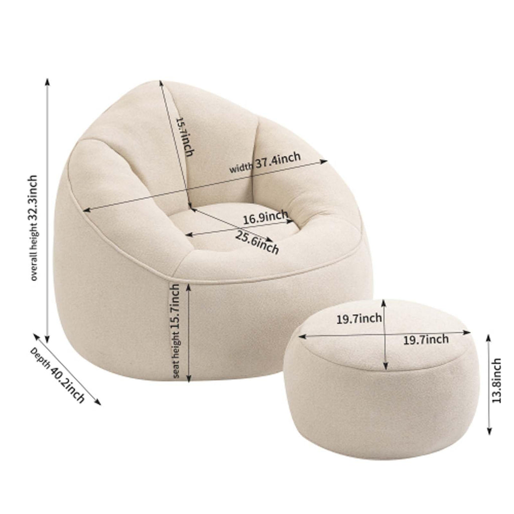 Microfiber Memory Foam Bean Bag Chair with Ottoman C430166