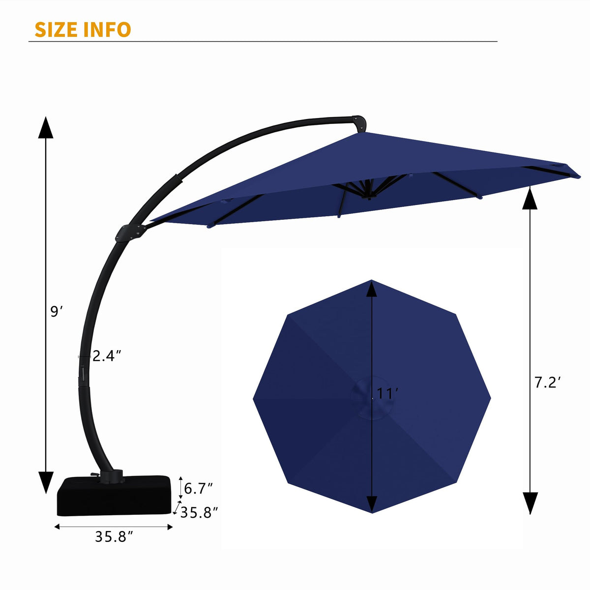 12ft Cantilever Patio Umbrella with Base and Cover W738475