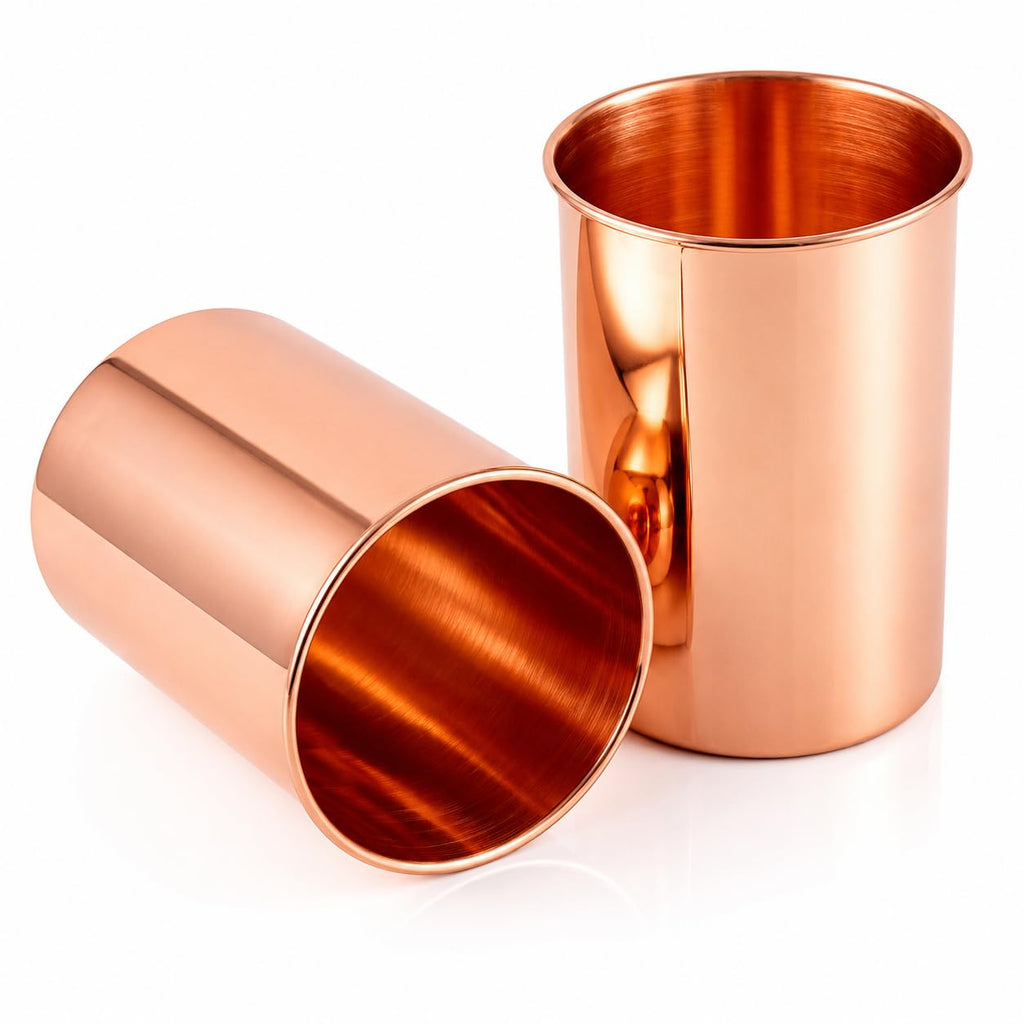 Copper Drinking Cups Set of 2, 350ml Unlined Uncoated Q641