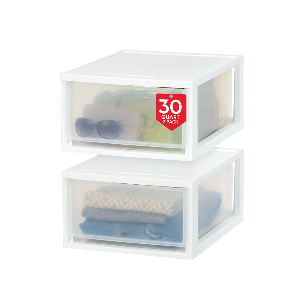 2-Pack 30 Qt. White Stacking Drawer Organizer U727844