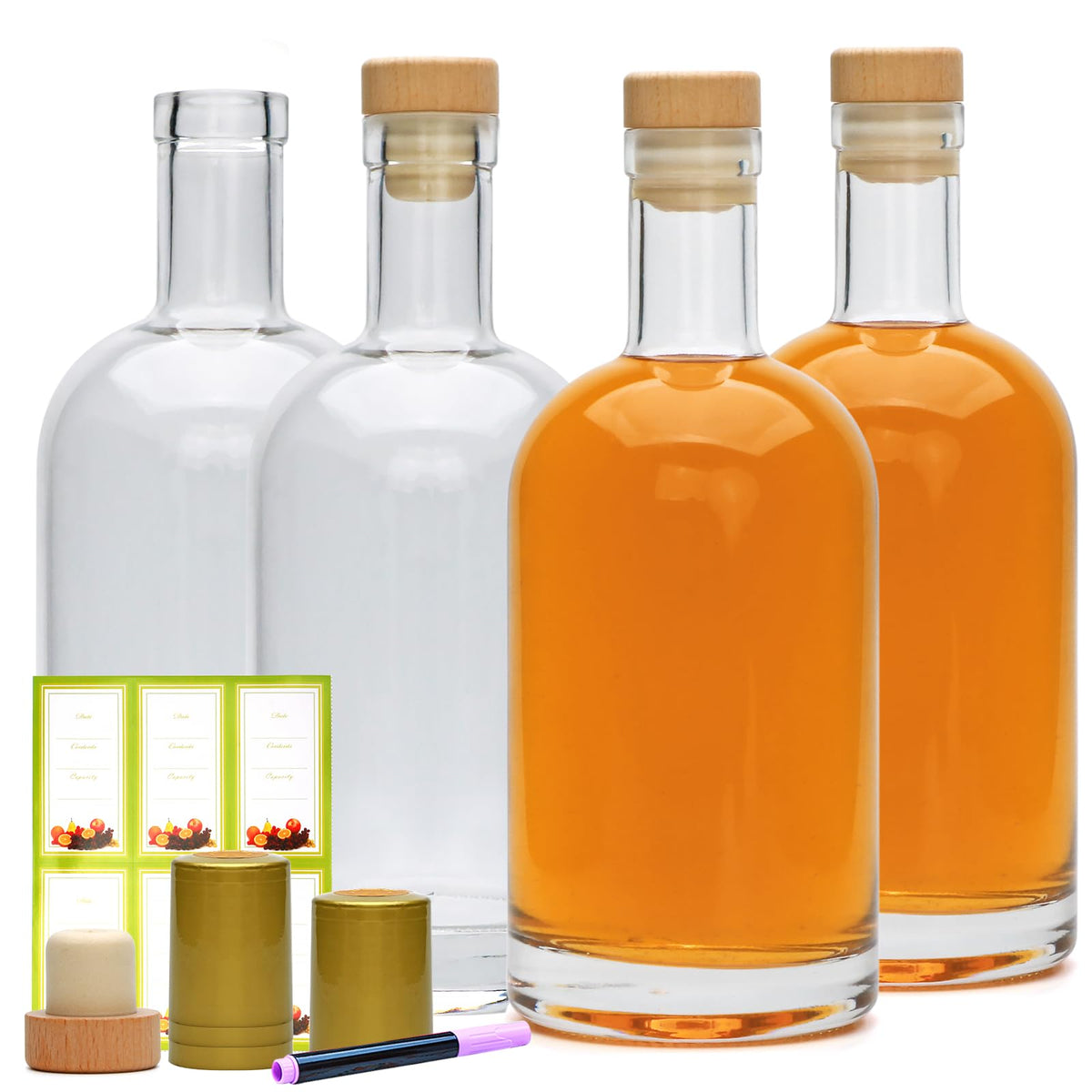 Clear Glass Bottles with T-Top Cork I524