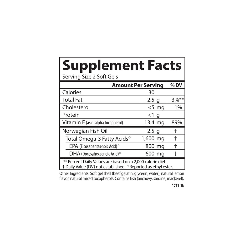 Omega-3 1600 mg Lemon 90 Softgels U17032