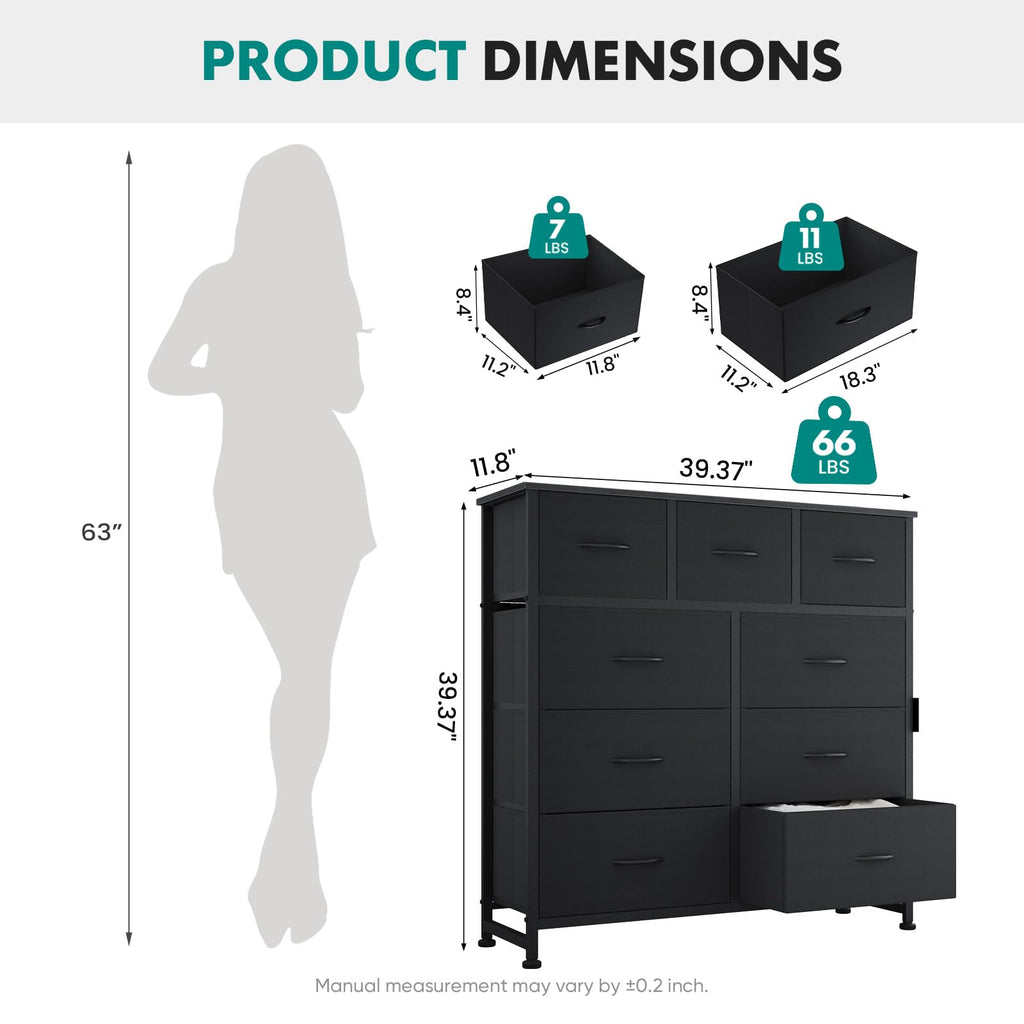 Black 9 Drawer Dresser Z212816