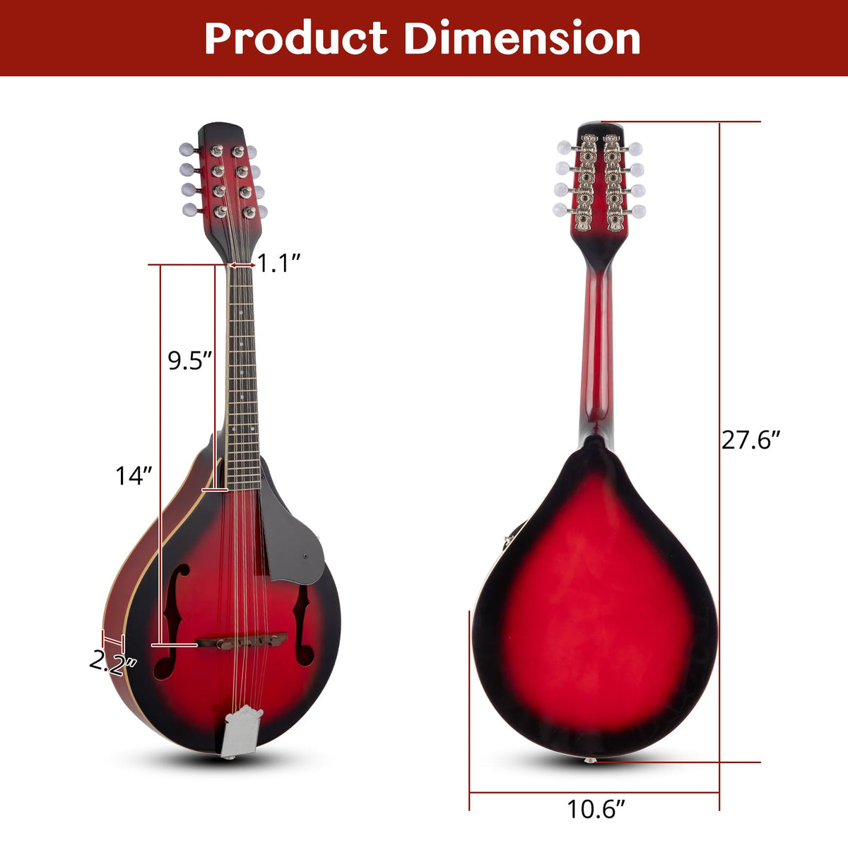 8 Strings Acoustic Mahogany Wood Mandolin E97313