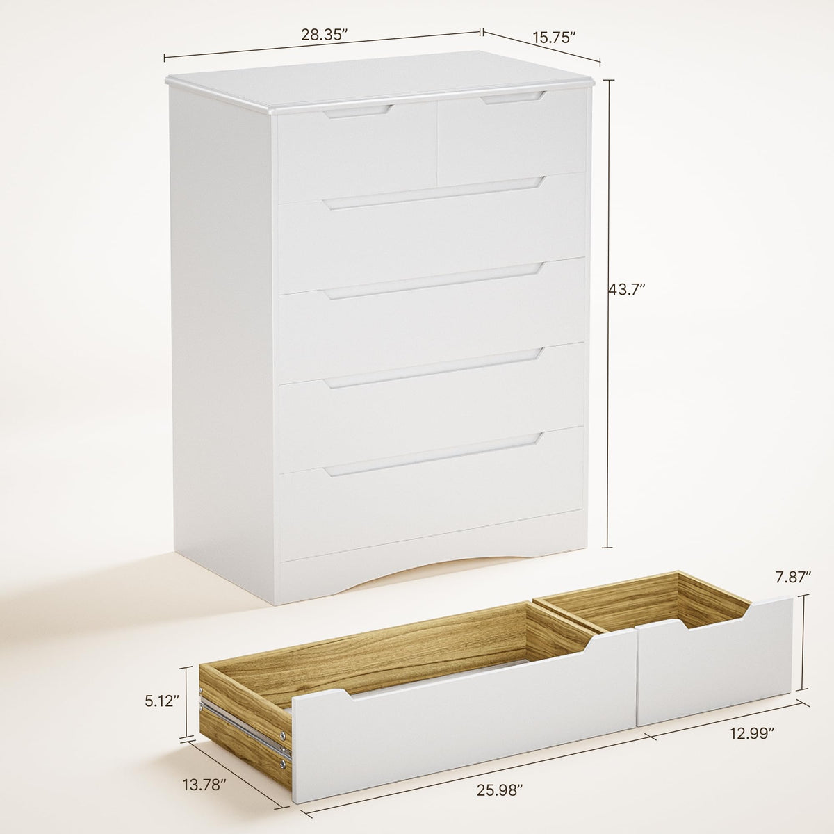 White 6 Drawer Dresser U992