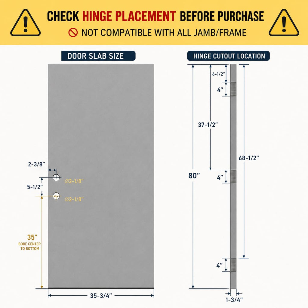 36 x 80 Front Entry Door Slab Right Hand A22984