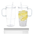 20oz 2Pack Clear Plastic Tumbler with Handle Lid and Straw M127628
