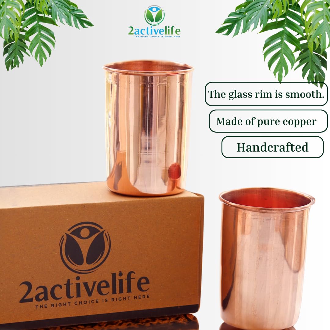 Copper Drinking Cups Set of 2, 350ml Unlined Uncoated Q641