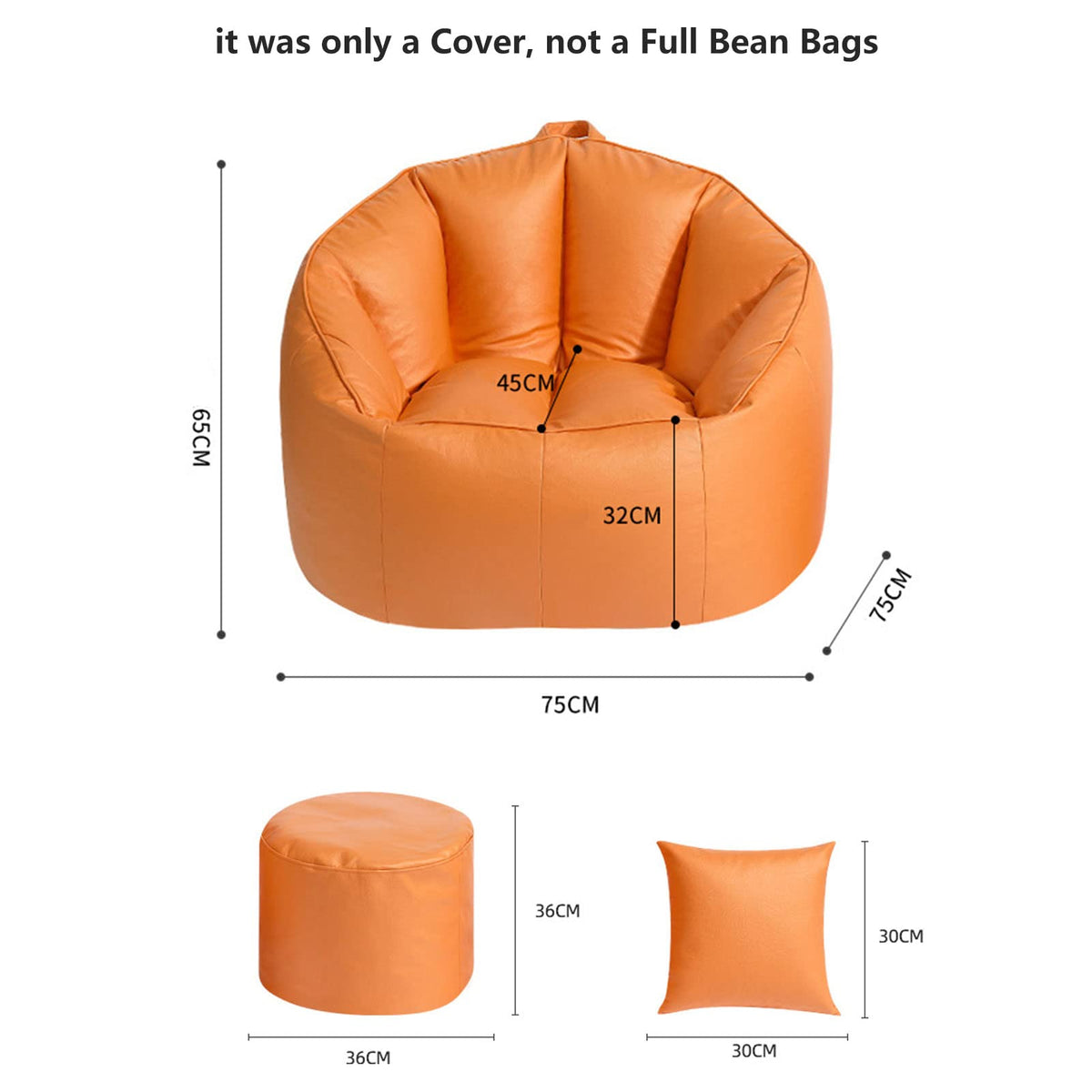 Stuffable Bean Bag Chair Cover Small Beige Yellow G372346