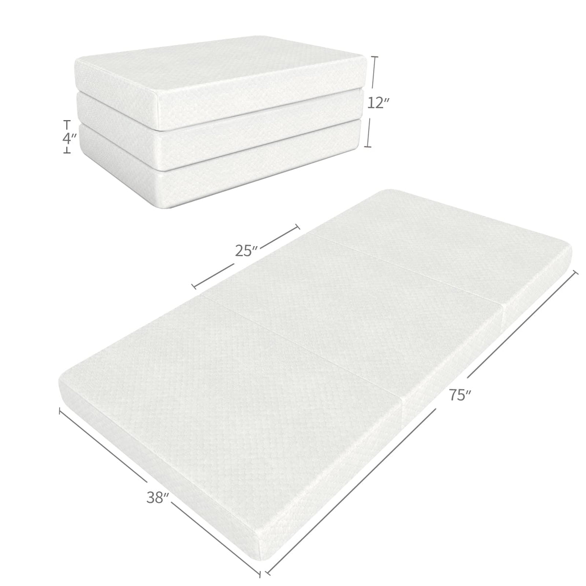 Memory Foam Tri-fold Mattress Topper, Twin Size C48672