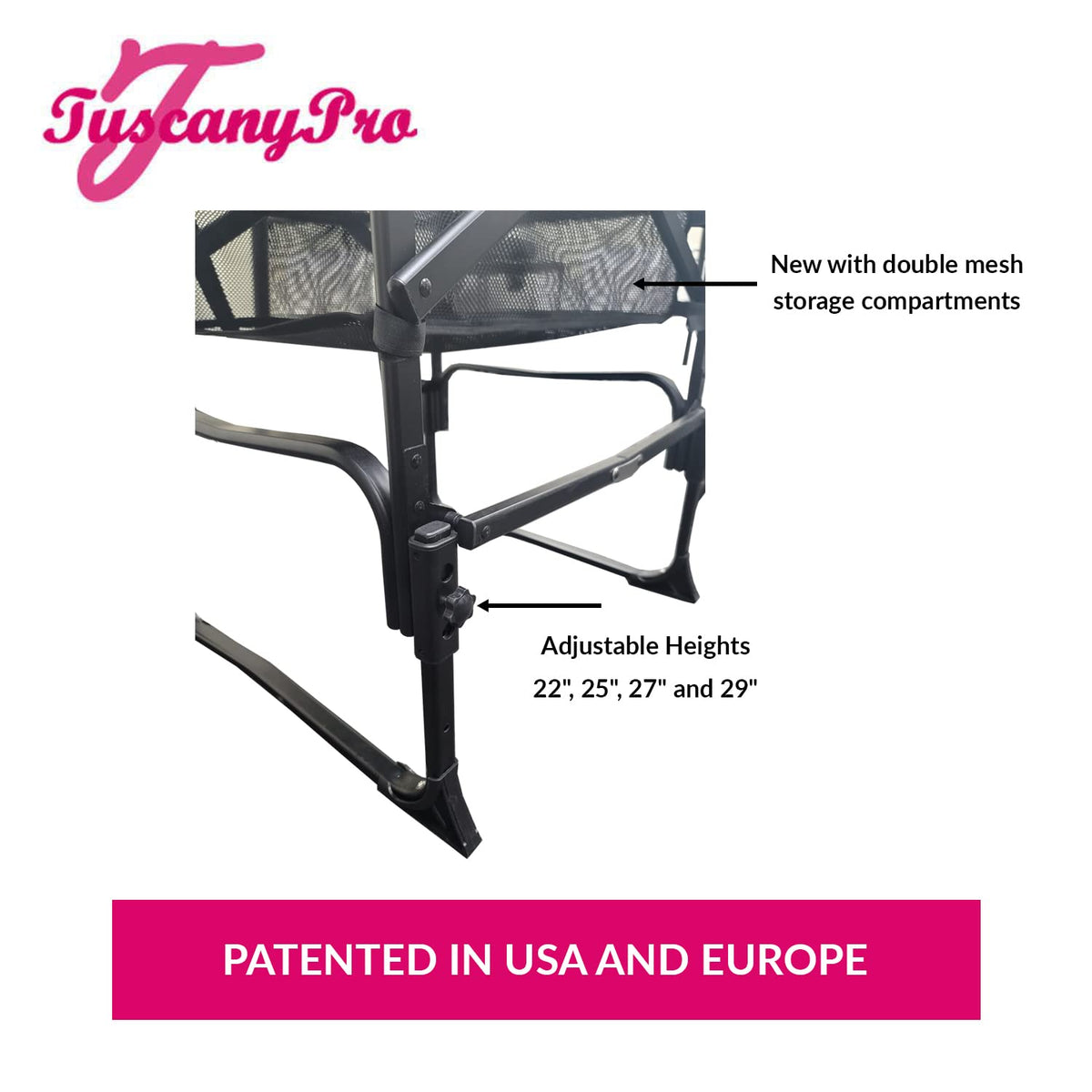 Tall Heavy Duty Director Chair with Adjustable Seat Height and Carry Bag U319