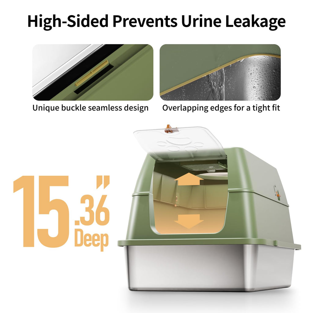 XL Enclosed Stainless Steel Cat Litter Box Q840