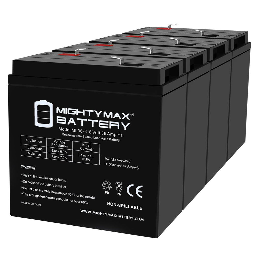 6 Volt 36 AH Rechargeable SLA AGM Battery 4 Pack G168679