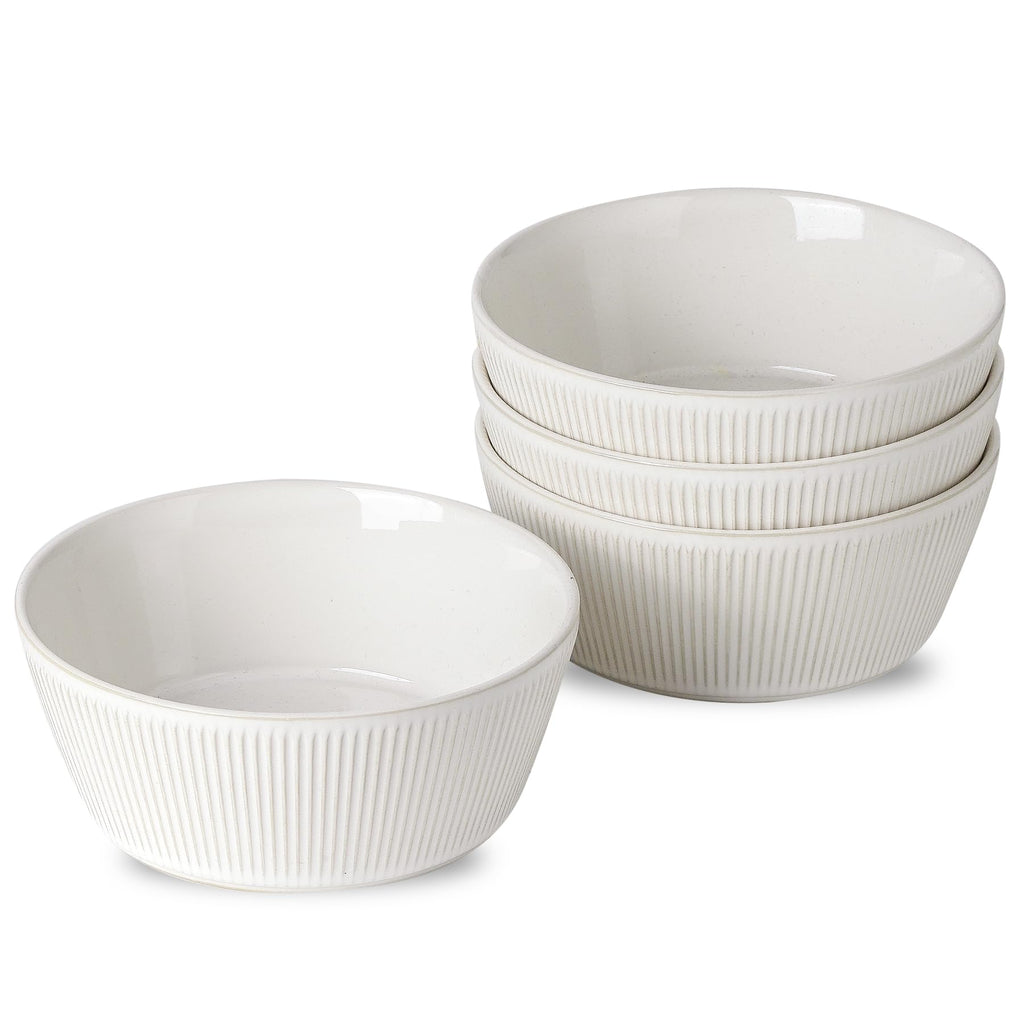 Ceramic Soup Bowls Set of 4, 6.3 inch Microwave Safe White M8625