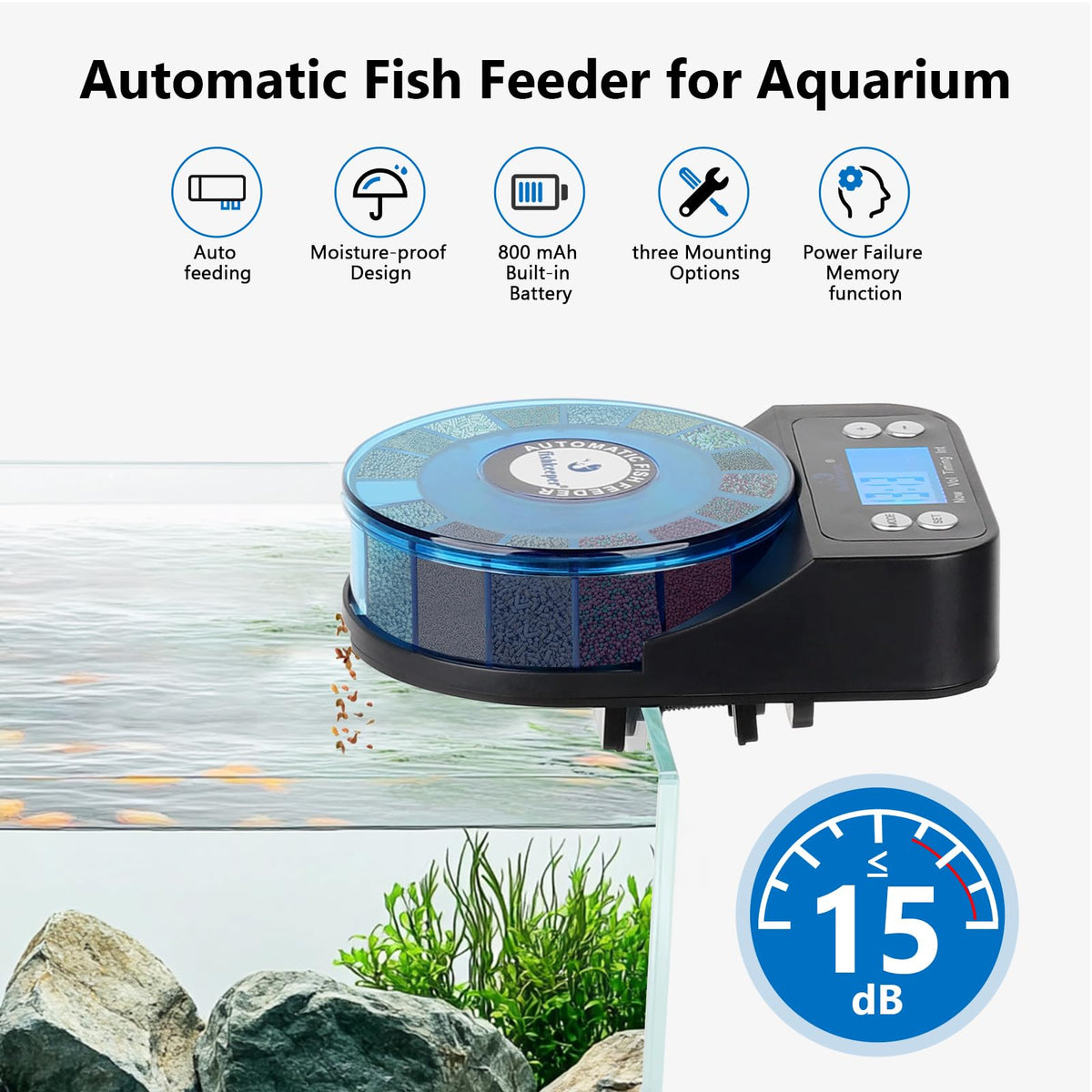 Automatic Fish Feeder and Magnetic Glass Cleaner Brush N206815