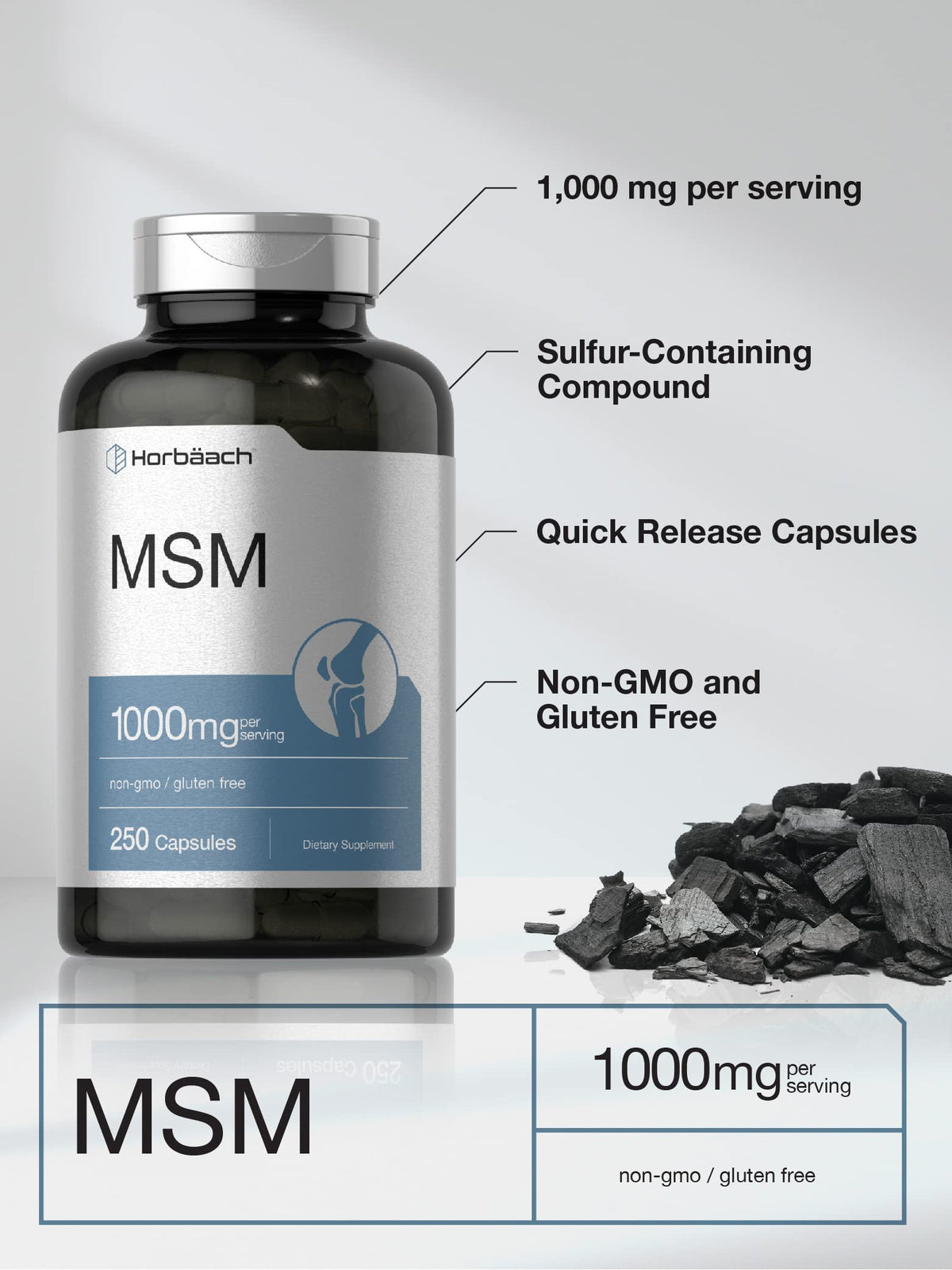 MSM Supplement Capsules 1000mg 250 Count M8878