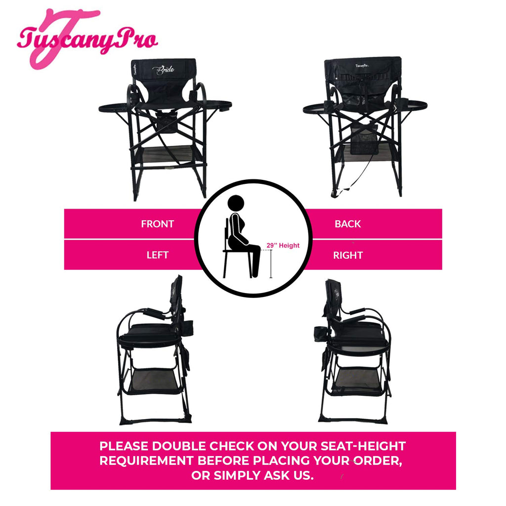 Tall Heavy Duty Director Chair with Adjustable Seat Height and Carry Bag U319