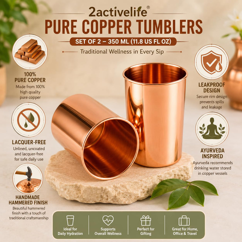 Copper Drinking Cups Set of 2, 350ml Unlined Uncoated Q641