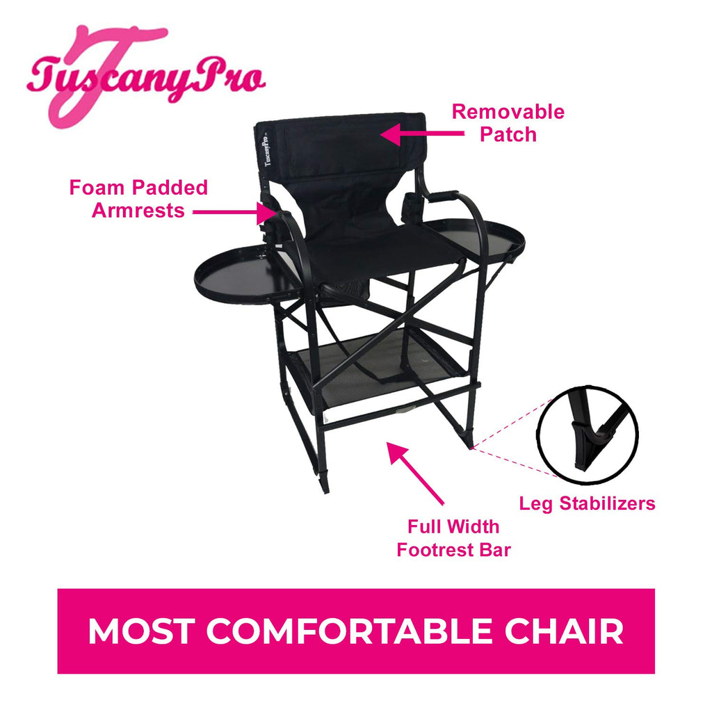 Tall Heavy Duty Director Chair with Adjustable Seat Height and Carry Bag U319