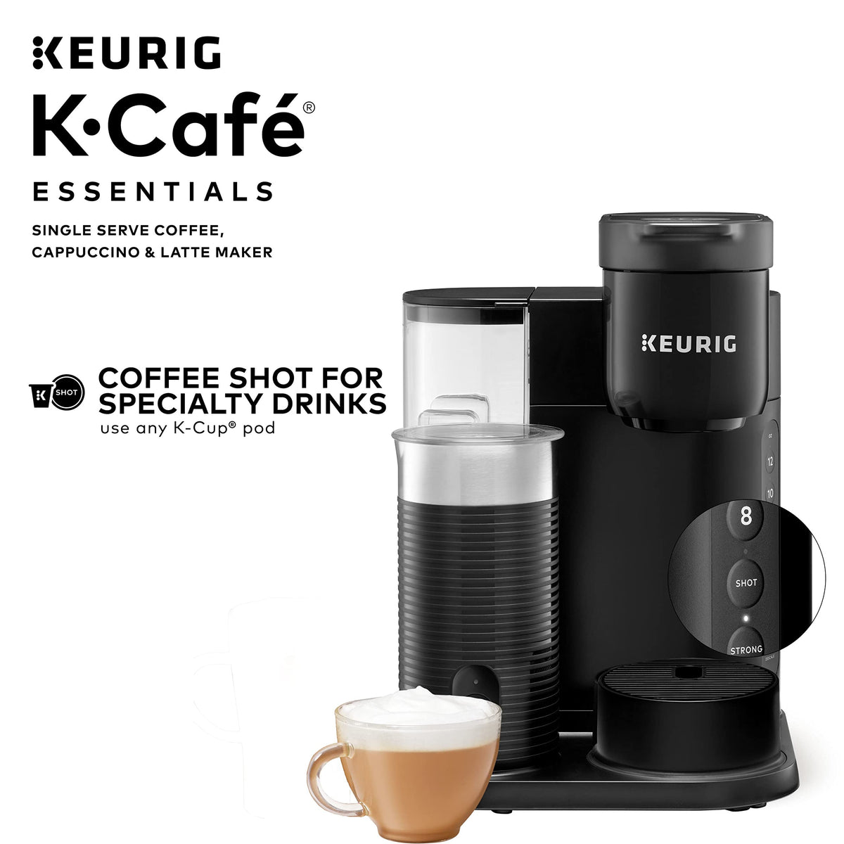 Single Serve Coffee, Latte and Cappuccino Maker, Black O104892