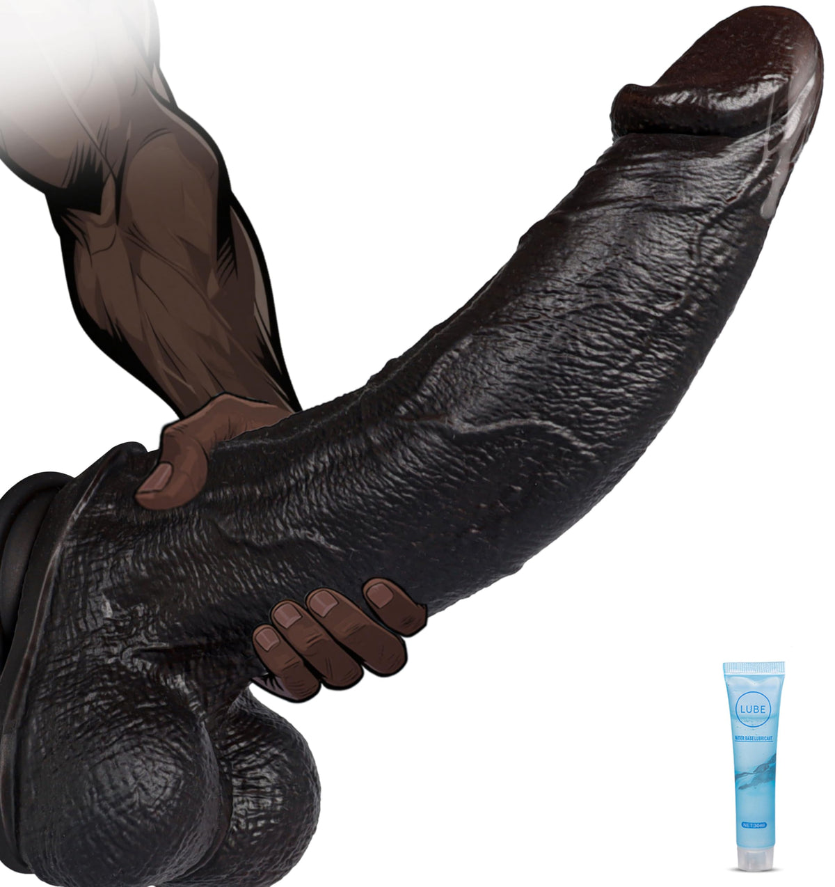 Black Realistic Silicone Dildo with Suction Cup Q8122