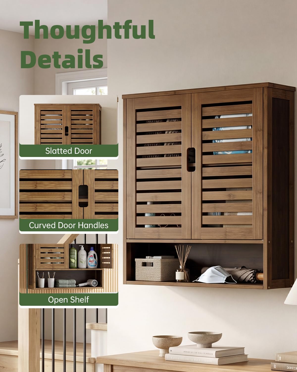 Bamboo Over-The-Toilet Storage Cabinet with 2 Door A9866