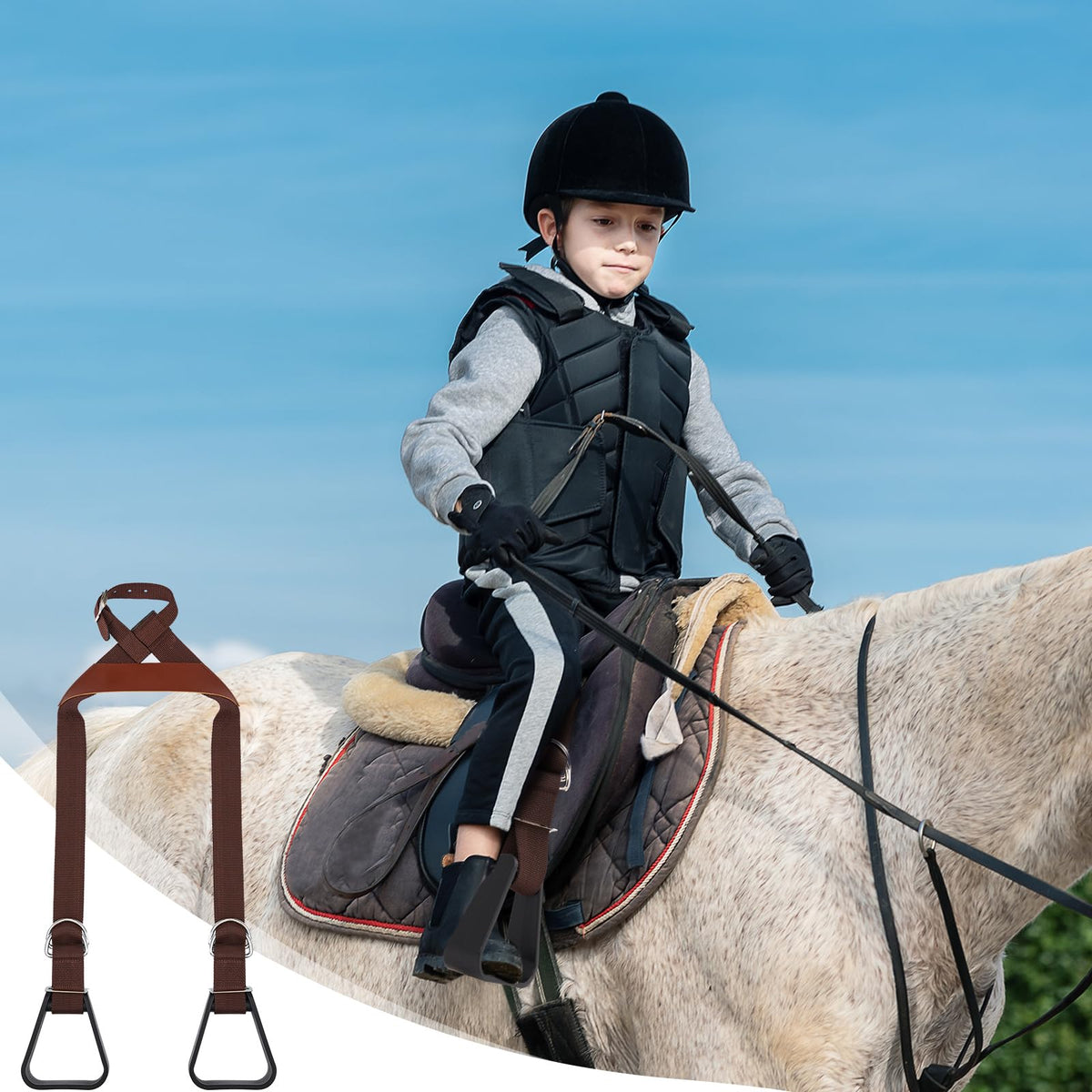 Kids Adjustable Nylon Straps Stirrups Q26532