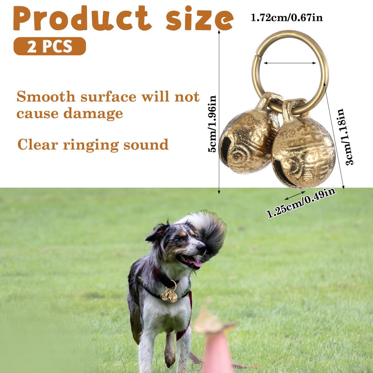 Copper Brass Dog Collar Bells 4 PCS K42075