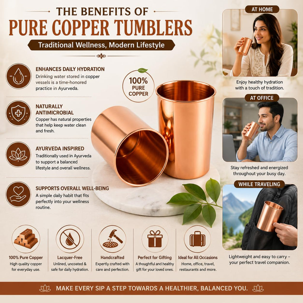 Copper Drinking Cups Set of 2, 350ml Unlined Uncoated Q641