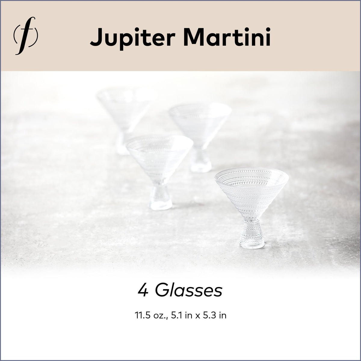 Clear 11.5 Ounce Glass Martini Set of 4 J715079